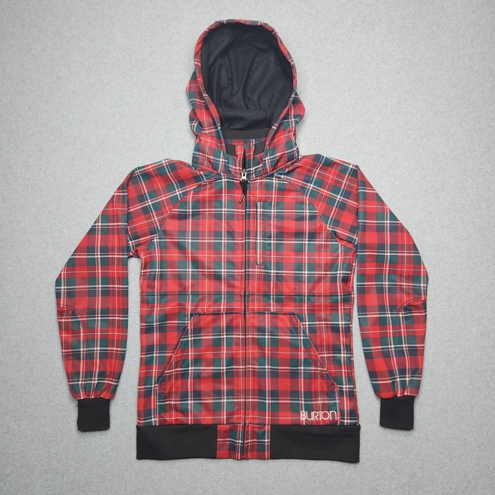 Burton Dryride‎ Jacket Womens Medium Red Plaid Snowboard Winter Hooded